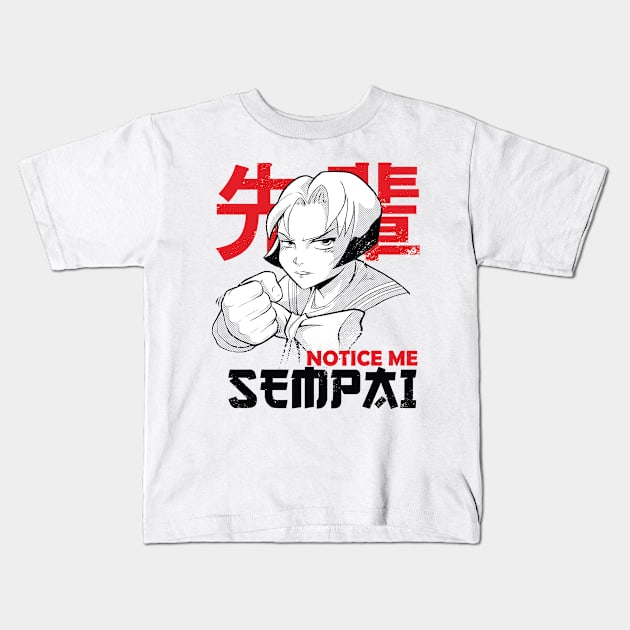 Notice me Sempai Kids T-Shirt by Hmus